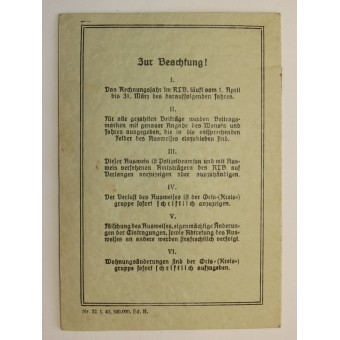Tarjeta de miembro de Reichsluftschutzbund Landesgruppe Östmark. Espenlaub militaria